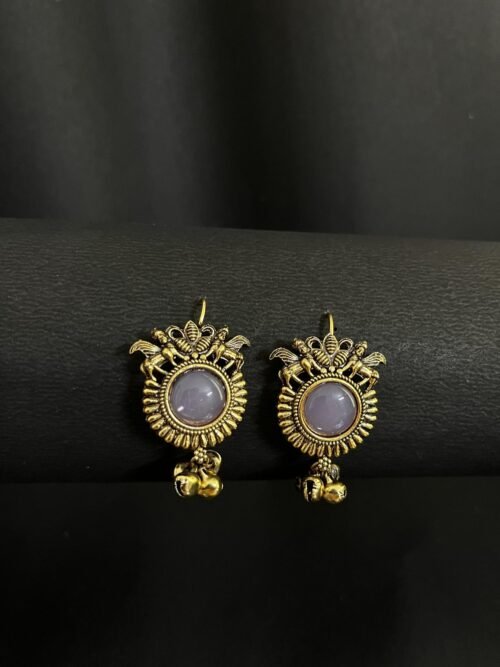 Antique Gold Moonstone Earrings by Kadakudi