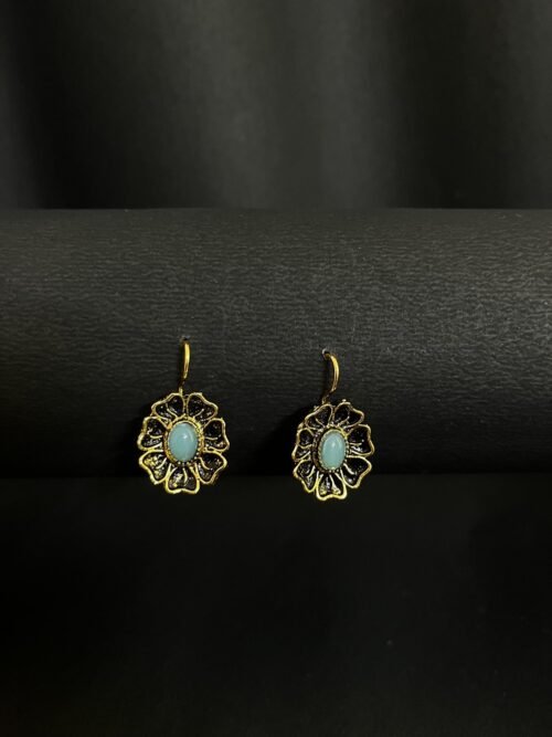 Antique Turquoise Flower Earrings by Kadakudi