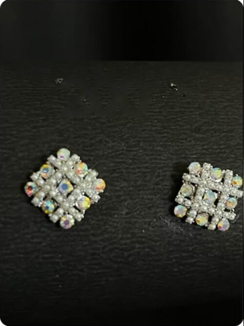 Crystal Lattice Square Studs by Kadakudi