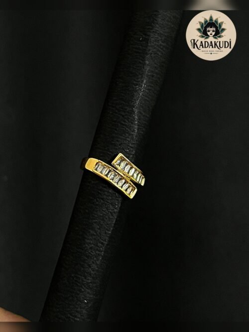 Gold Baguette Bypass Ring by Kadakudi