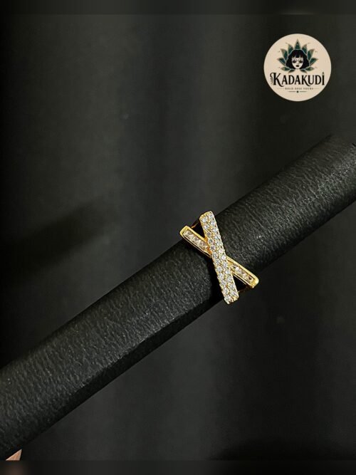 Gold Baguette X Ring by Kadakudi