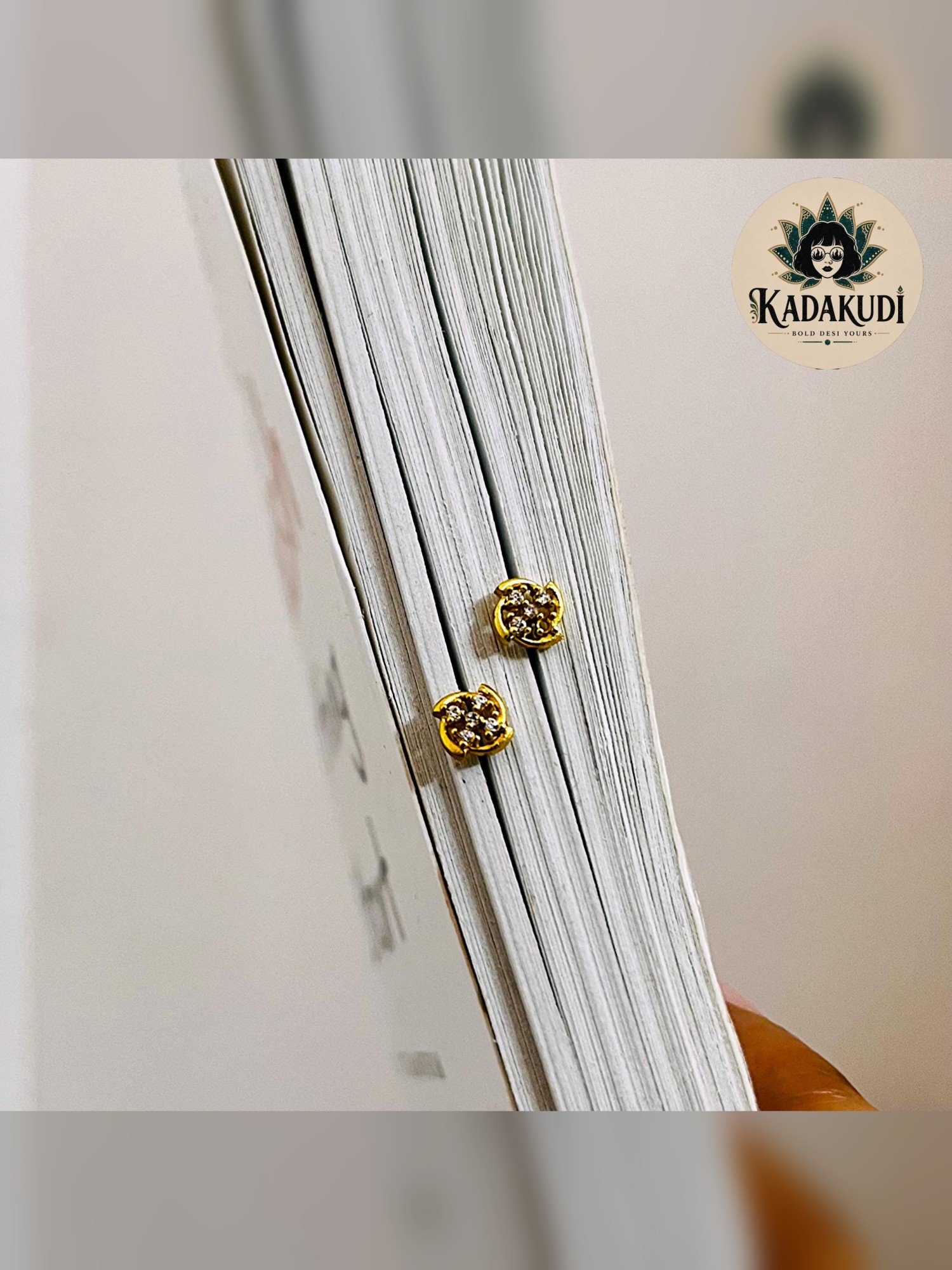 Gold Cluster Stud Earrings by Kadakudi