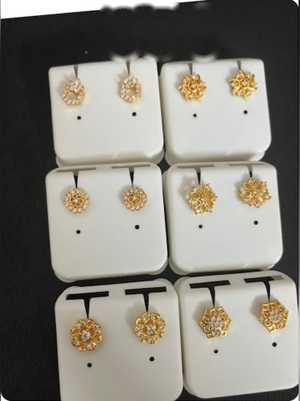 Gold Crystal Flower Studs by Kadakudi