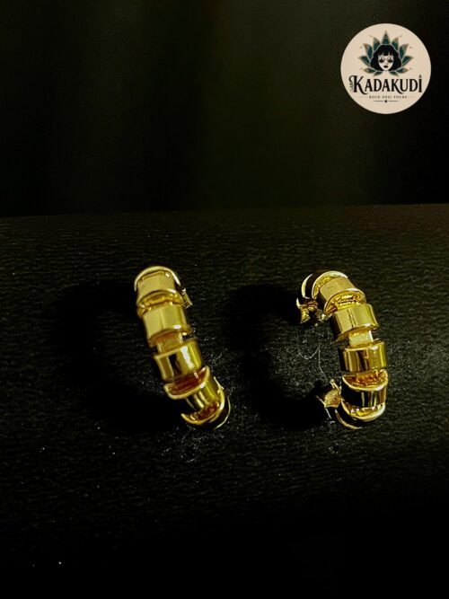 Gold Ribbed Half-Hoop Earrings by Kadakudi