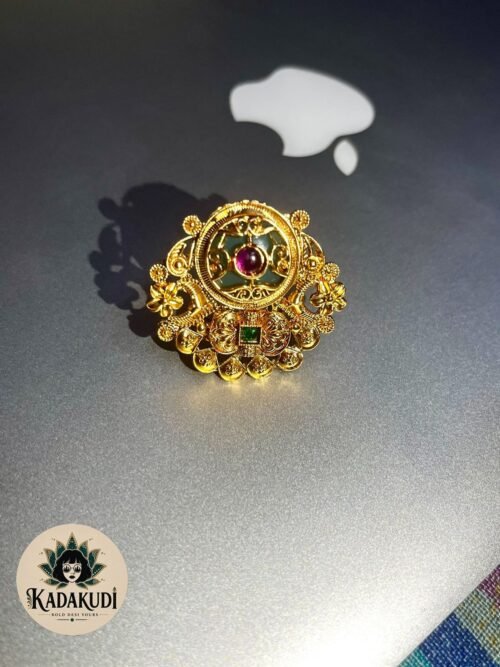 Gold Temple Ruby Ring by Kadakudi