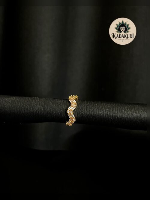 Gold Wave Stone Ring by Kadakudi