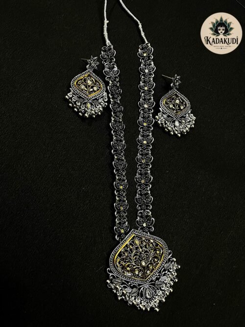 Oxidised Long Pendant Necklace Set Oxidised Long Pendant Necklace Set by Kadakudi