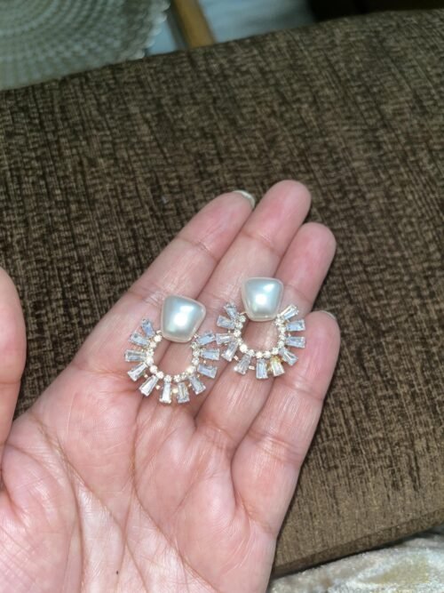 Pearl Baguette Crystal Earrings Pearl Baguette Crystal Earrings by Kadakudi