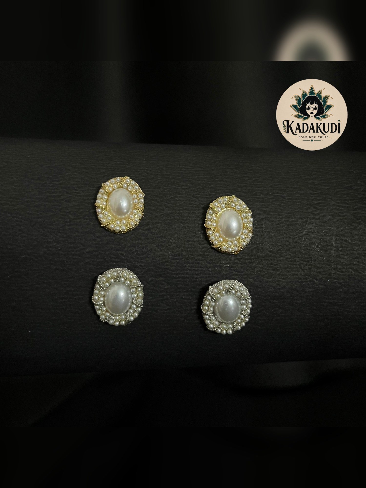 Pearl Cluster Oval Studs by Kadakudi