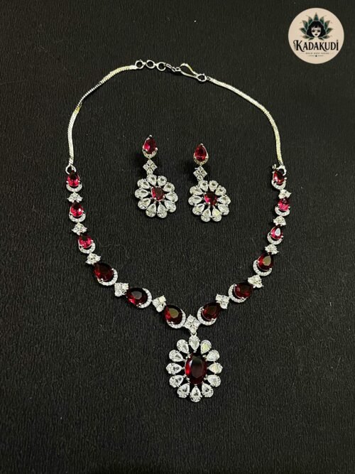 Ruby Red Stone Necklace Set Ruby Red Stone Necklace Set by Kadakudi