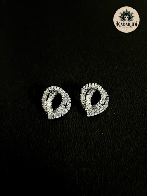 Silver Crystal Loop Stud Earrings Silver Crystal Loop Stud Earrings by Kadakudi