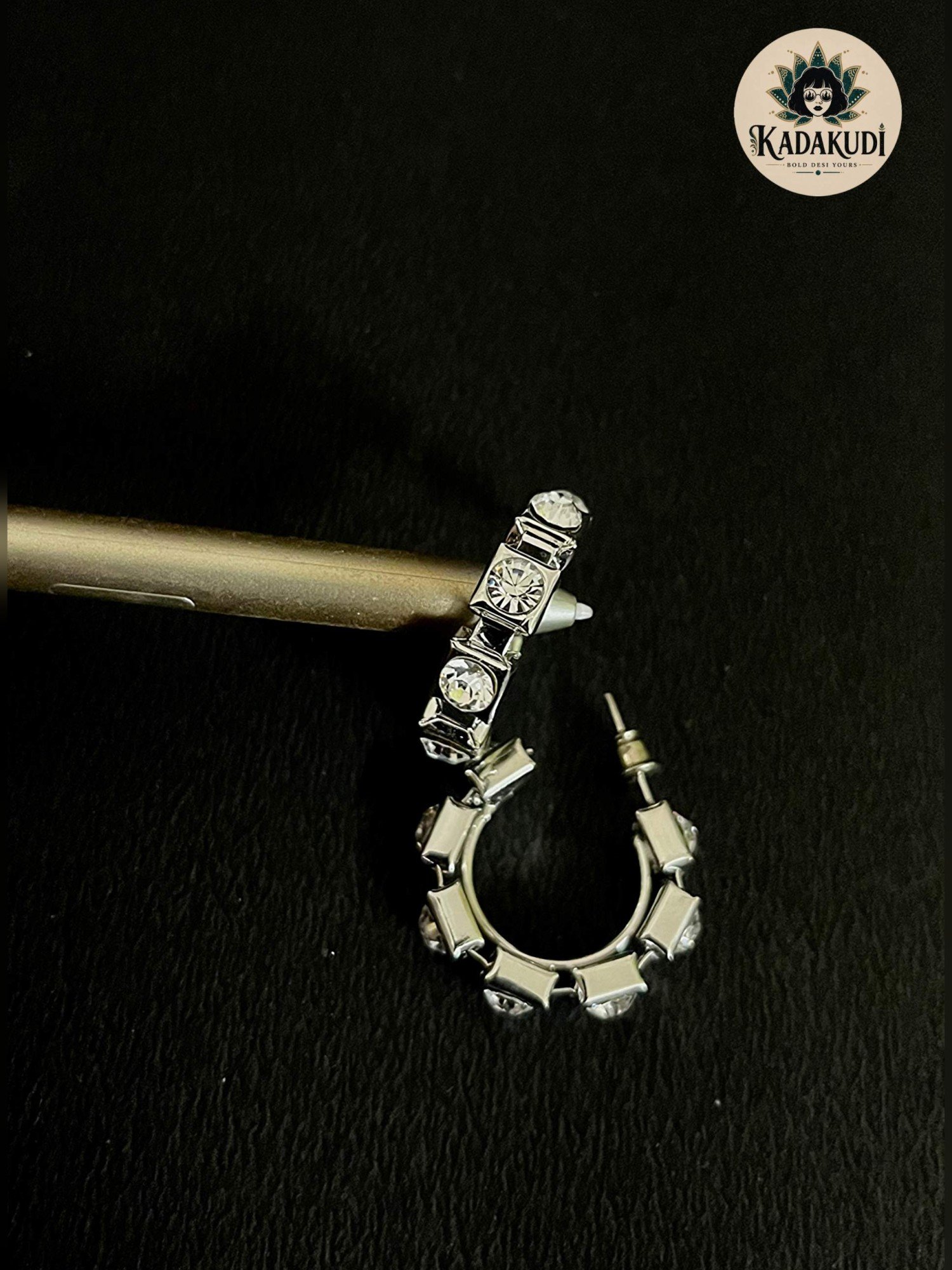 Silver Mirror Half-Hoop Earrings by Kadakudi