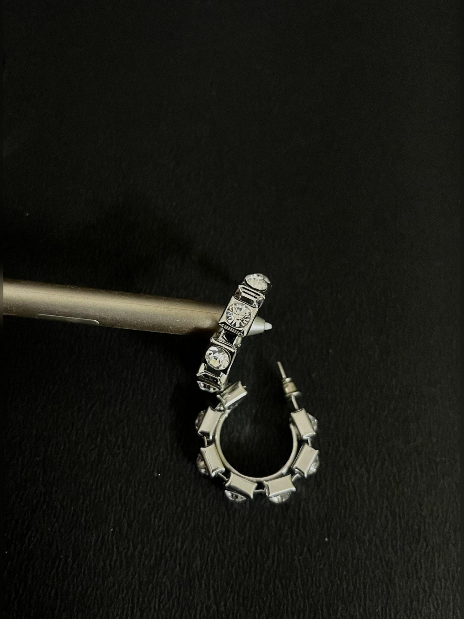 Silver Mirror Half-Hoop Earrings by Kadakudi