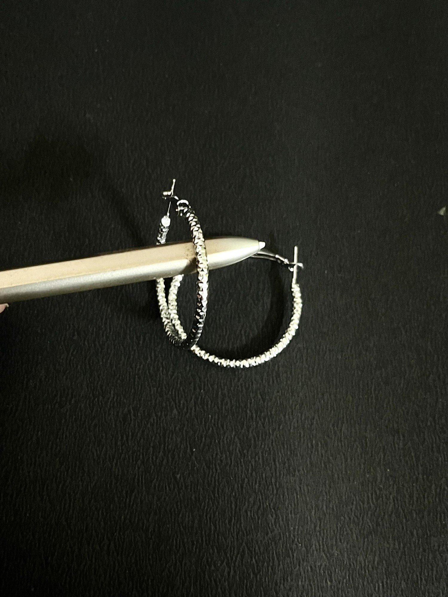 Silver Sparkle Hoop Earrings by Kadakudi
